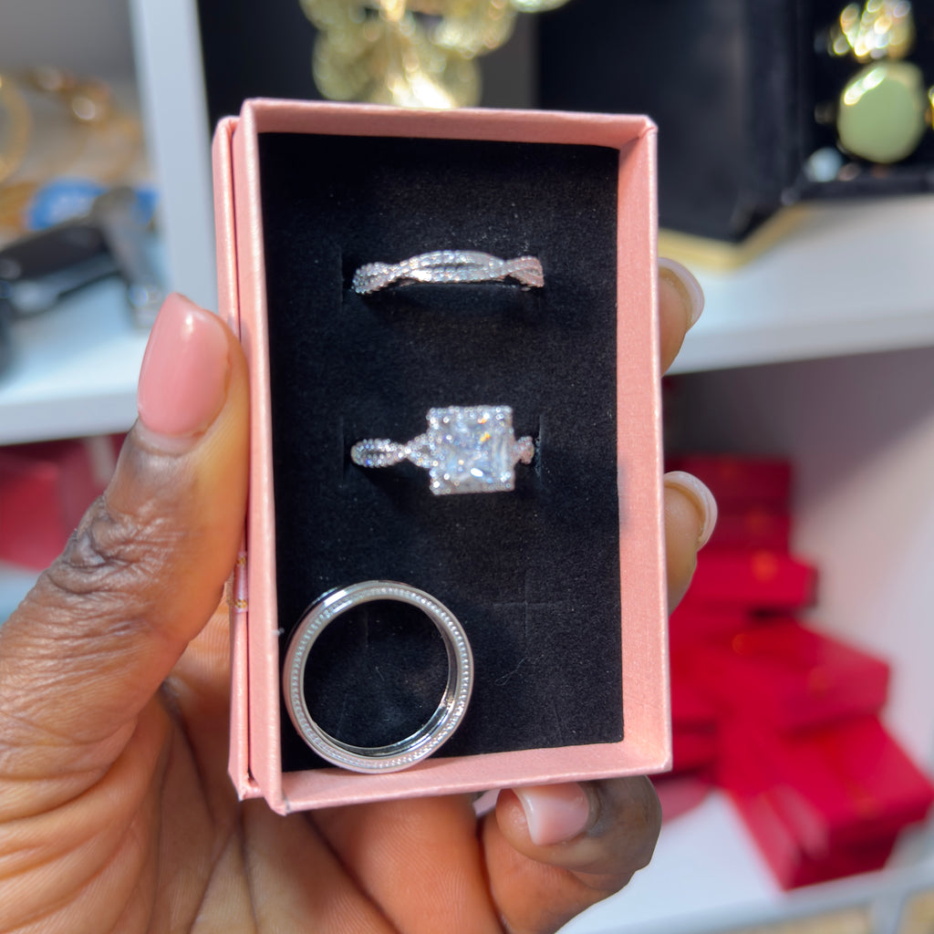 Ivie Bride & Groom Stone Wedding Rings