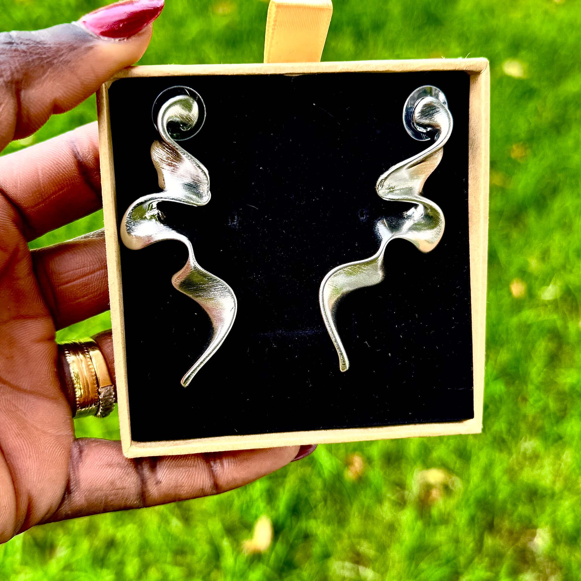 18K Gold-Plated Stone Statement Earrings