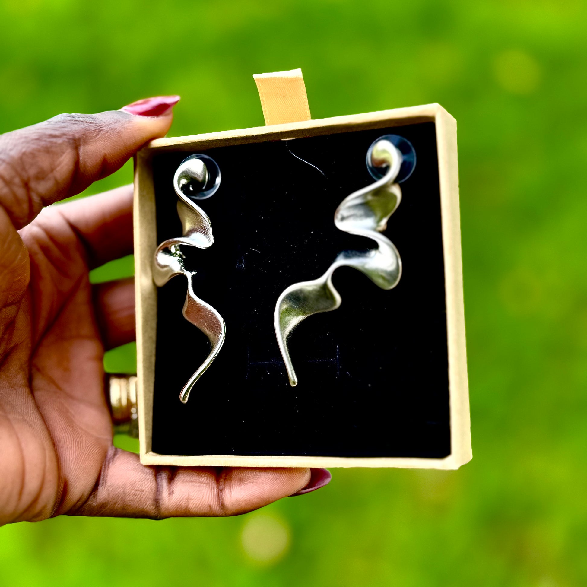18K Gold-Plated Stone Statement Earrings