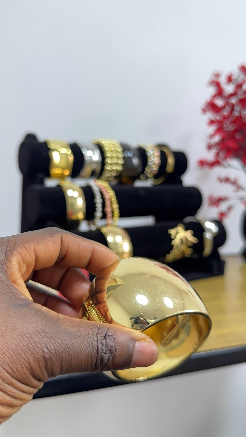 Oval Big Gold Bangle | Sleek Minimalist Jewellery Design