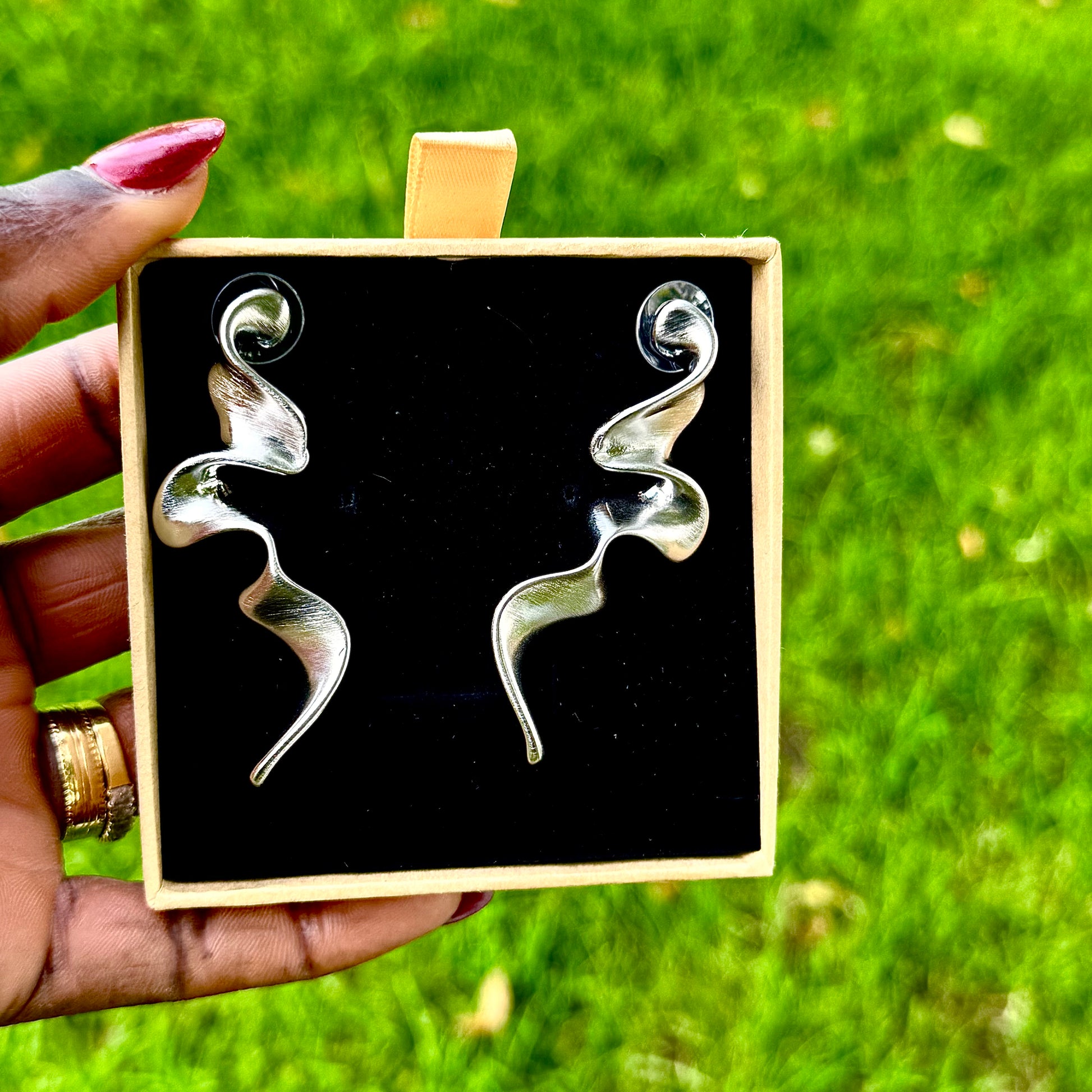 18K Gold-Plated Stone Statement Earrings