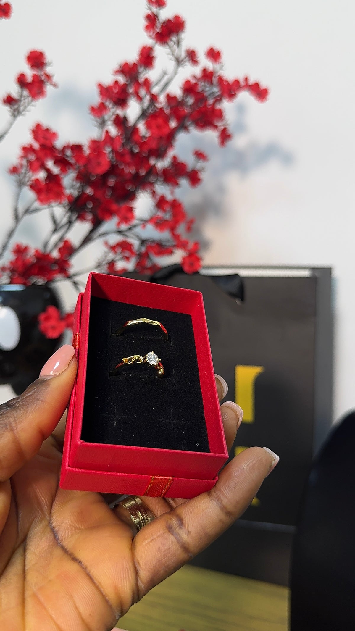 Adjustable Royal Romance Gold Plated Bride Wedding Rings