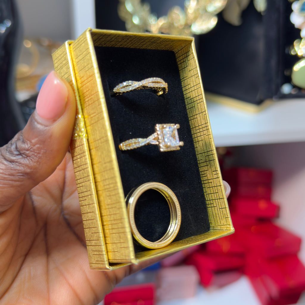 Ivie Bride & Groom Stone Wedding Rings