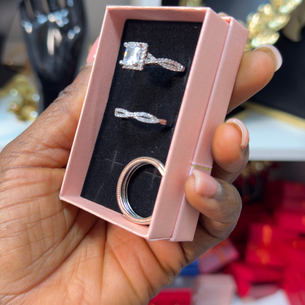 Ivie Bride & Groom Stone Wedding Rings