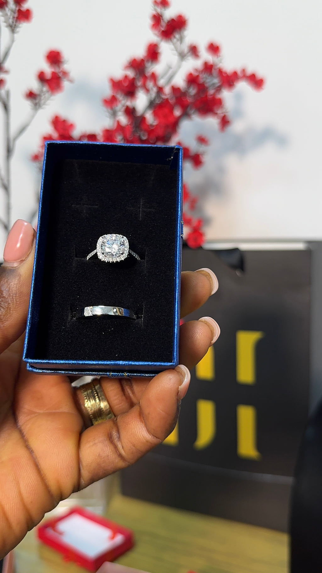 Adjustable Silver Bride Stone Wedding Rings