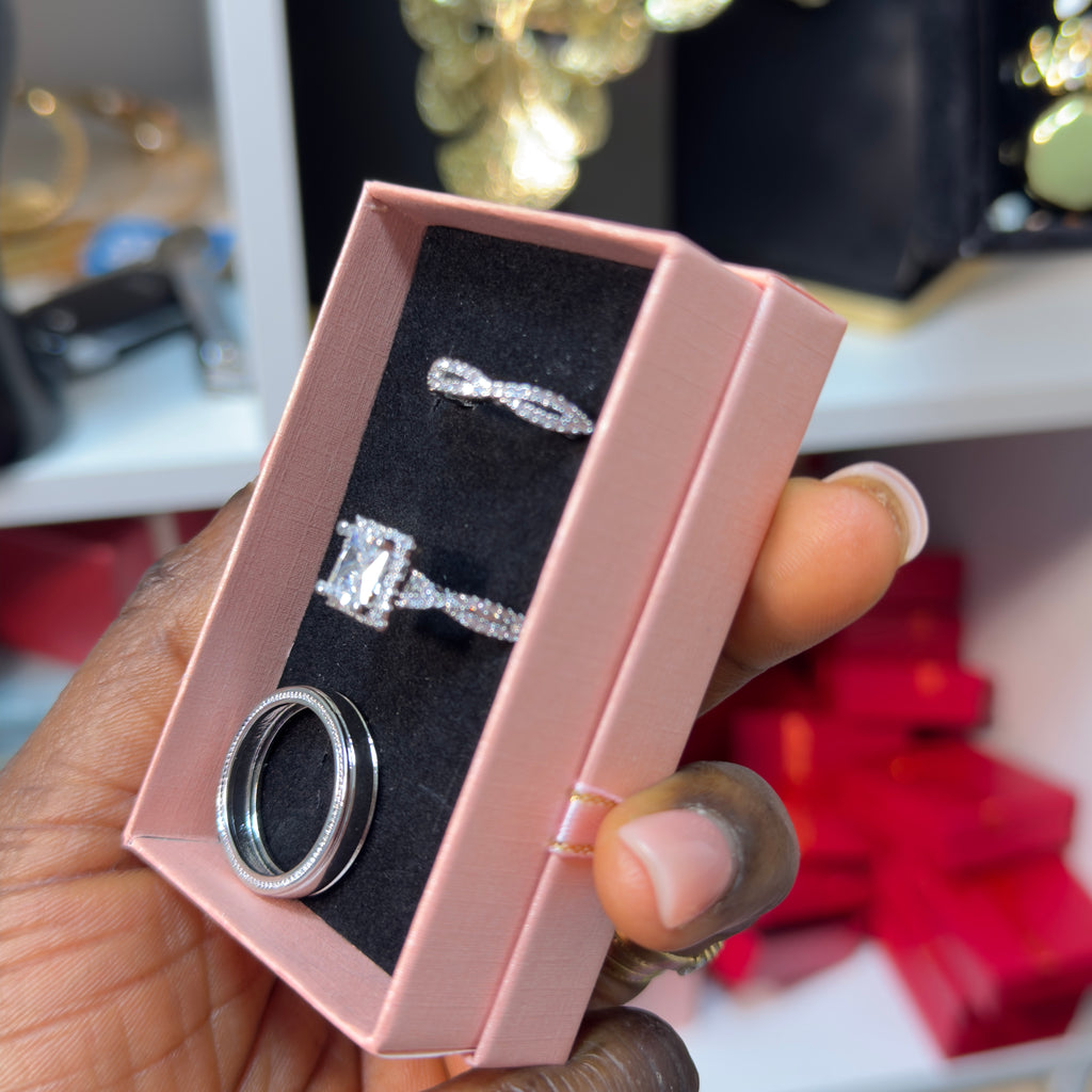 Ivie Bride & Groom Stone Wedding Rings