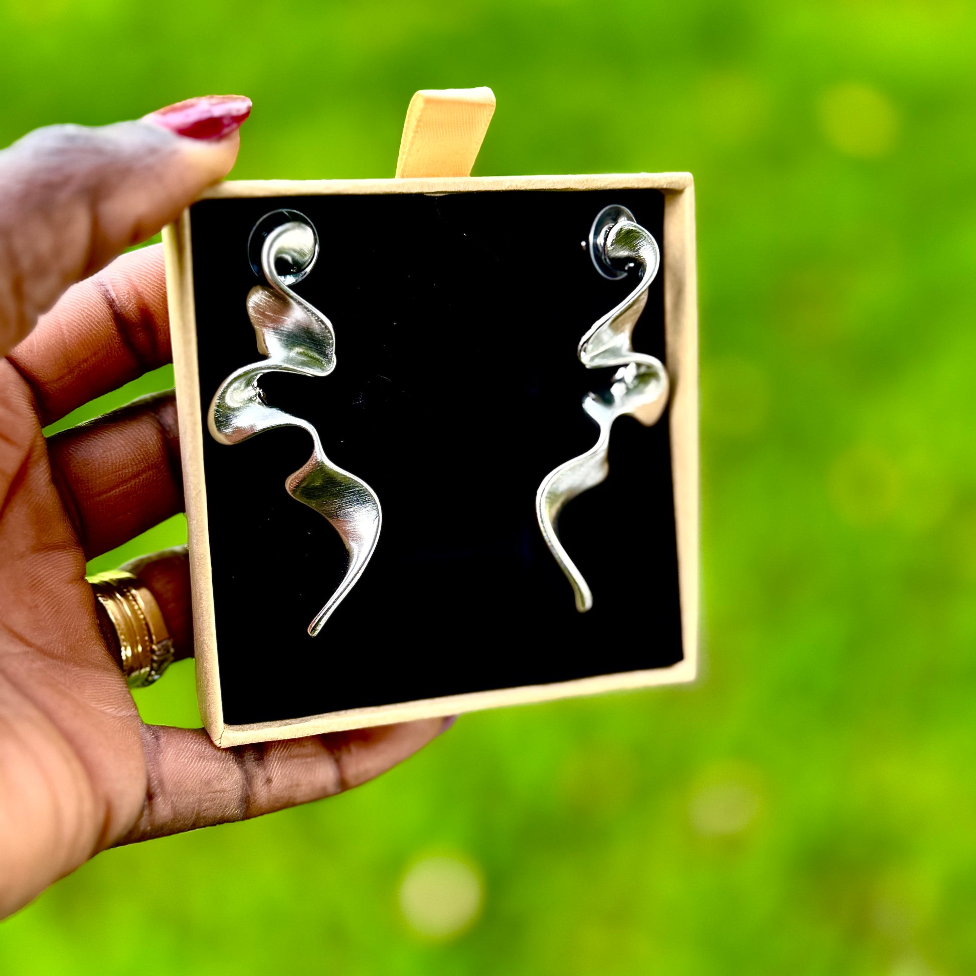18K Gold-Plated Stone Statement Earrings