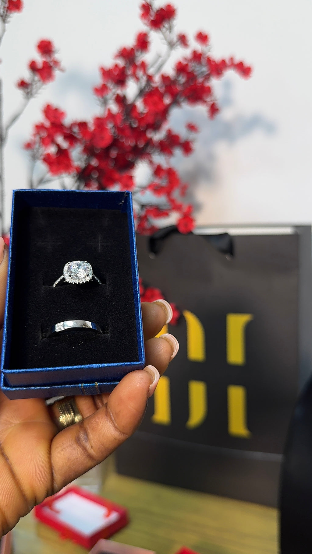 Adjustable Silver Bride Stone Wedding Rings