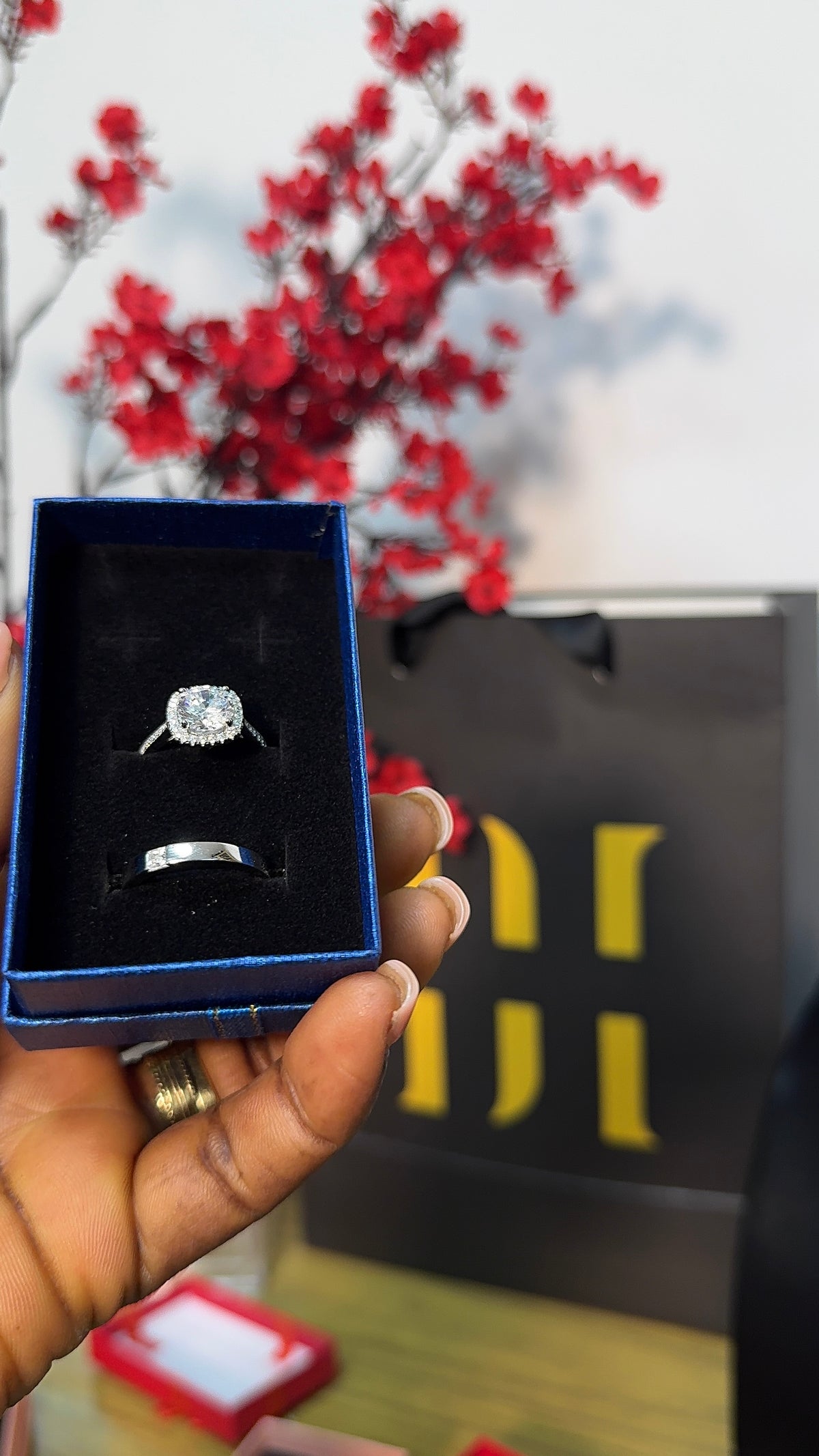 Adjustable Silver Bride Stone Wedding Rings
