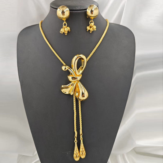 18K Gold Petite Bowdrop Pendant Set