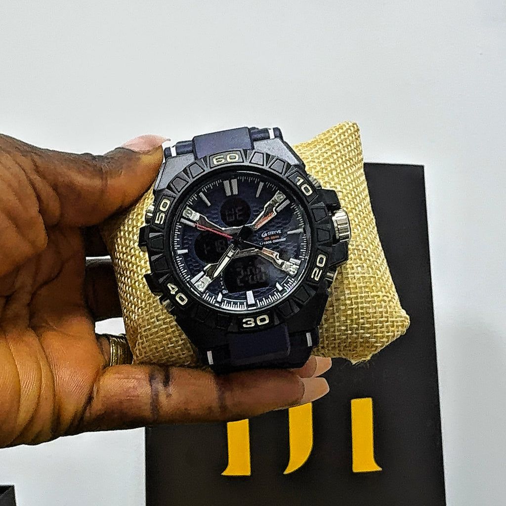 Leather Black Style Stainless Steel Wristwatch