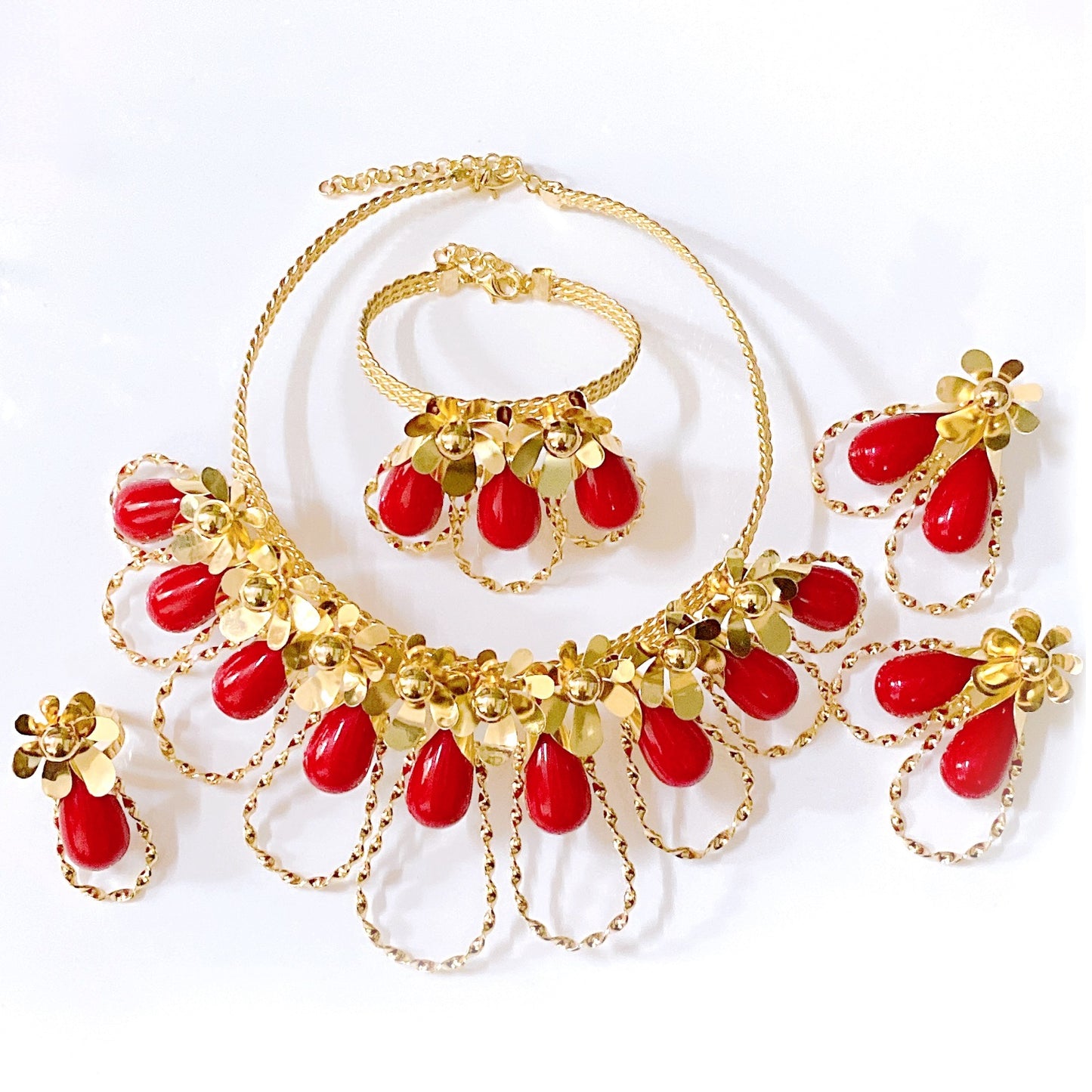 Royal Red Beads 18K Gold-Plated Nigerian Owambe Jewelry Set