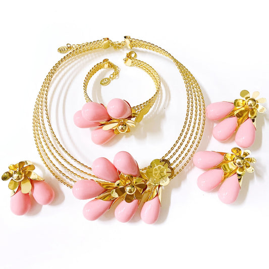 Pink 18K Gold-Plated African Traditional Bridal Set