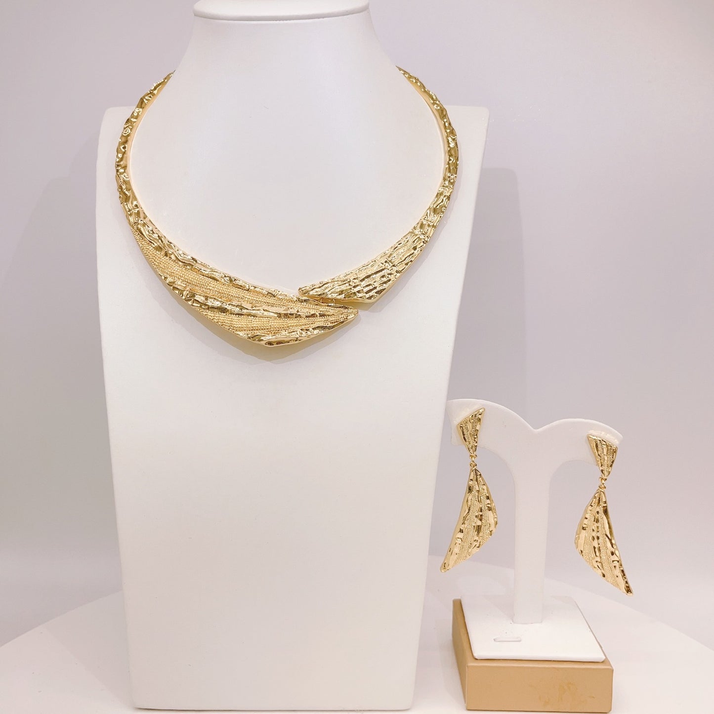 18K Gold-Plated Minimalist Necklace & Earrings Set