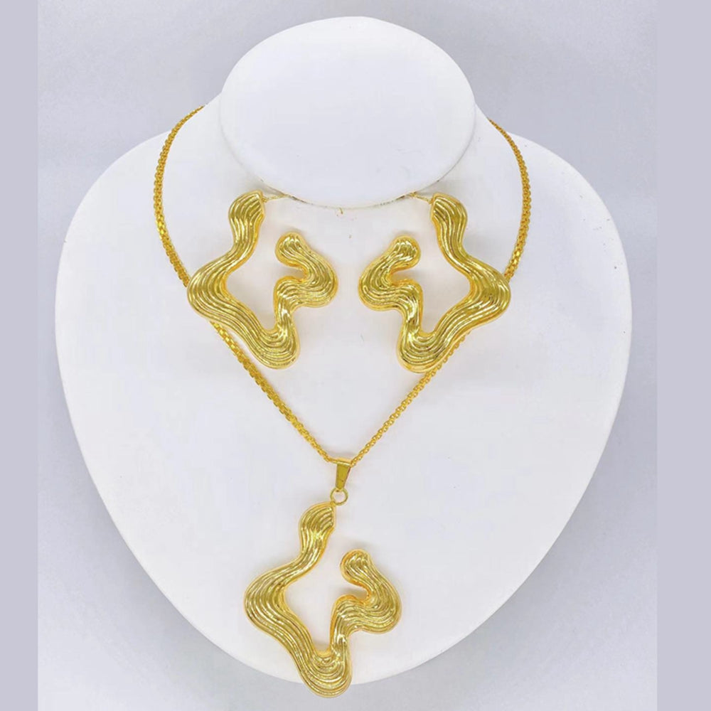 18K Gold-Plated Pendant & Earrings Set