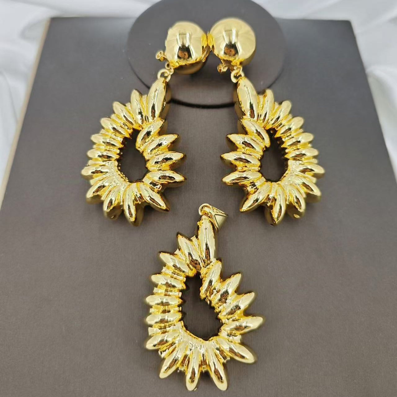 18K Gold-Plated African Tribal Necklace & Earrings Set