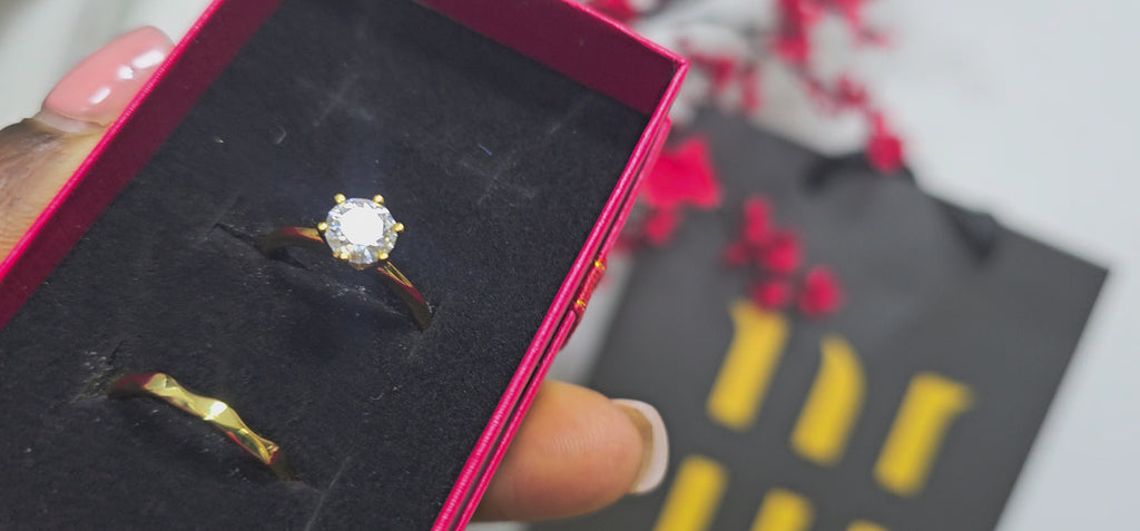 Adjustable Royal Romance Gold Plated Bride Wedding Rings1