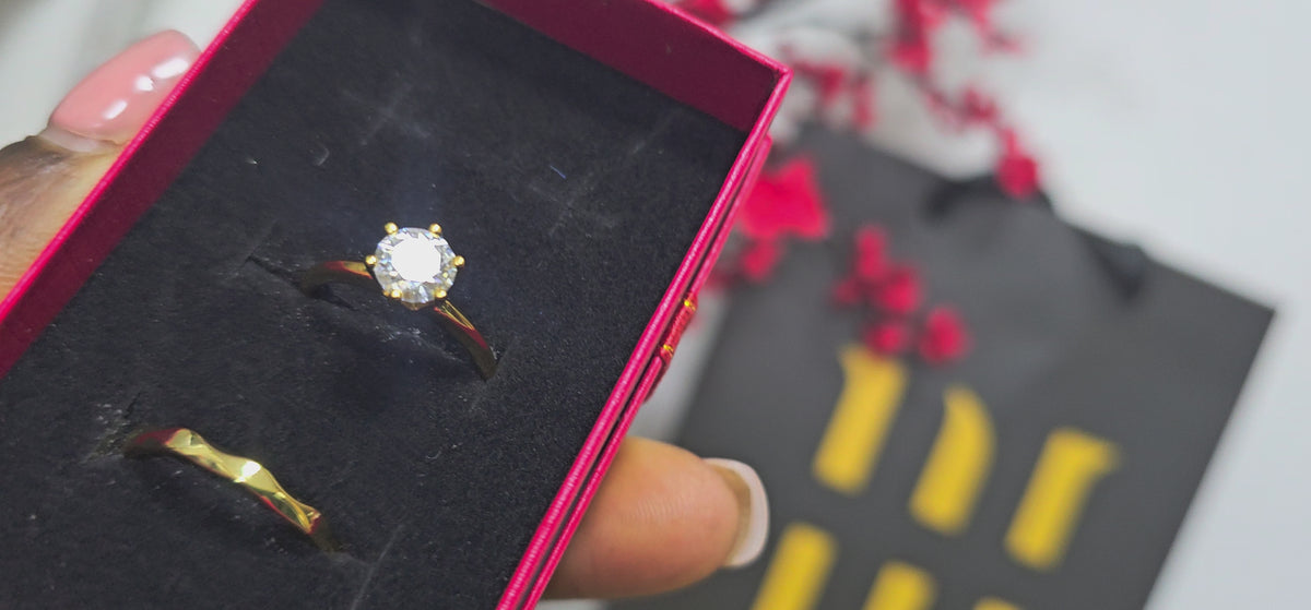 Adjustable Royal Romance Gold Plated Bride Wedding Rings1