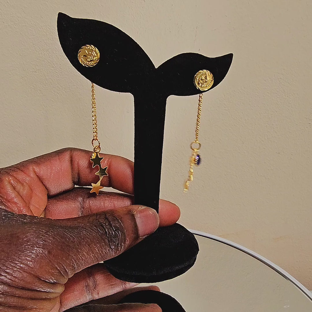 Joy Drop Earrings – Gold-Plated with Blue Stone