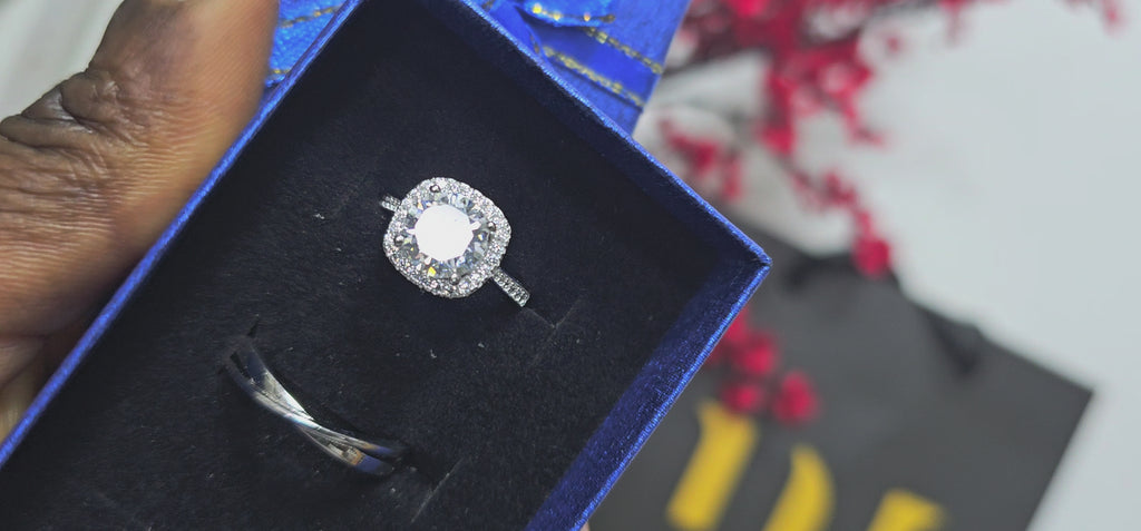 Adjustable Love Silver Wedding Ring Set
