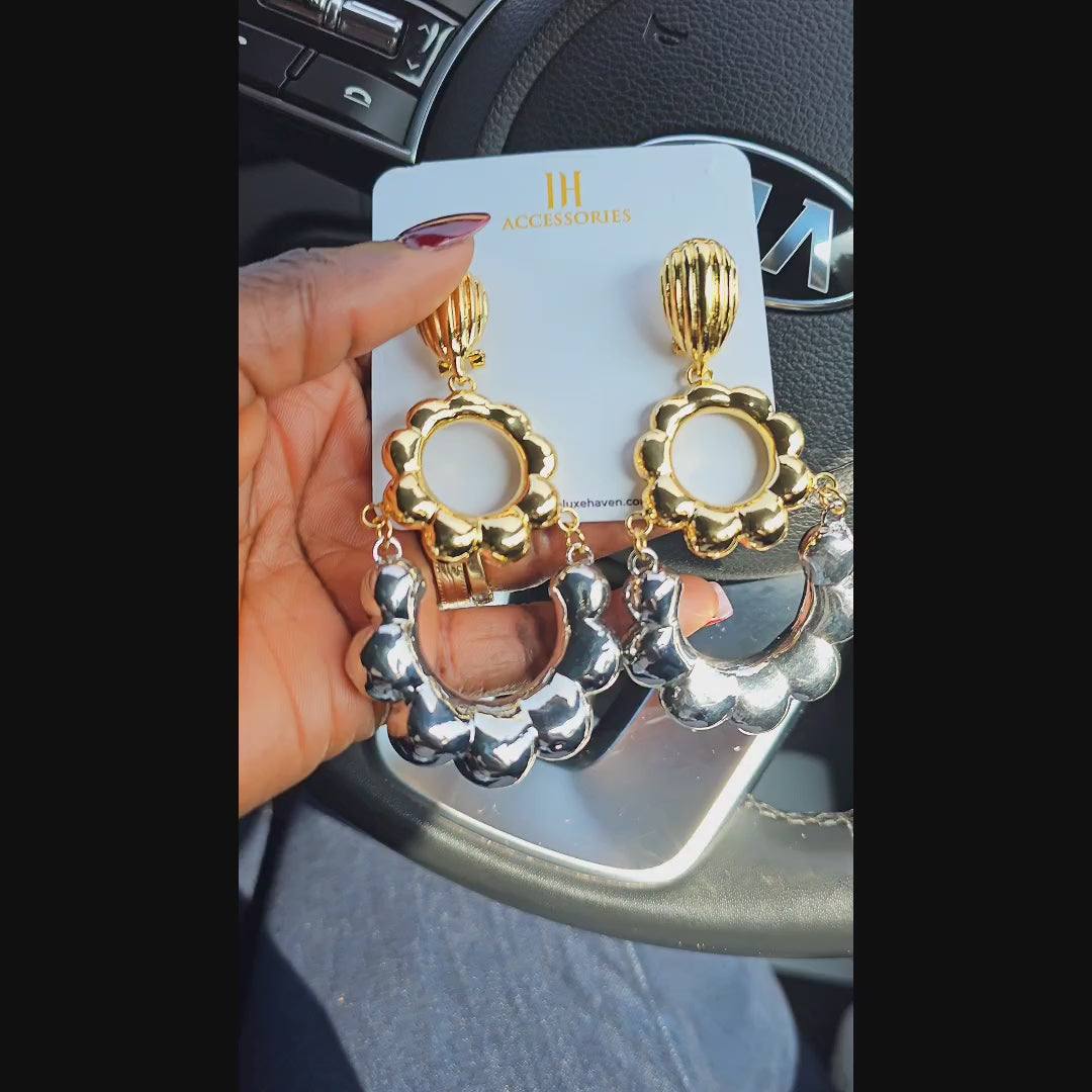 Bim Two-Tone Drop Earrings – Gold & Silver, Tiered Statement Design