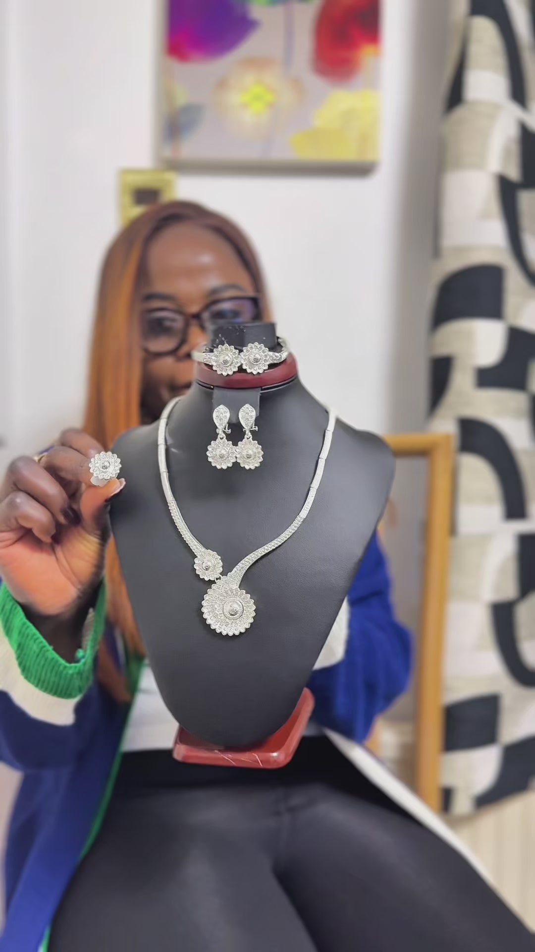 Sterling steel Pendant & Earrings Set