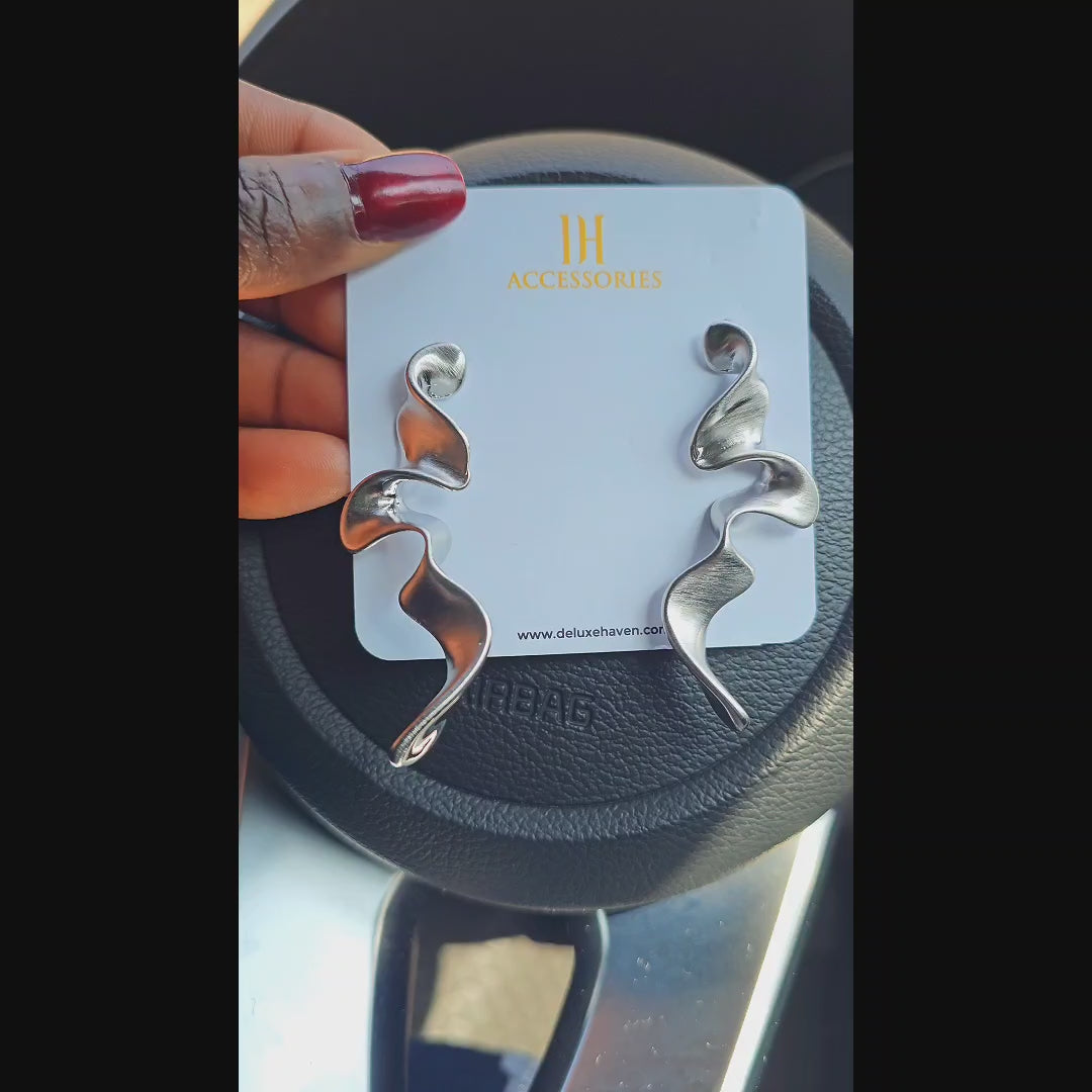 18K Gold-Plated Stone Statement Earrings