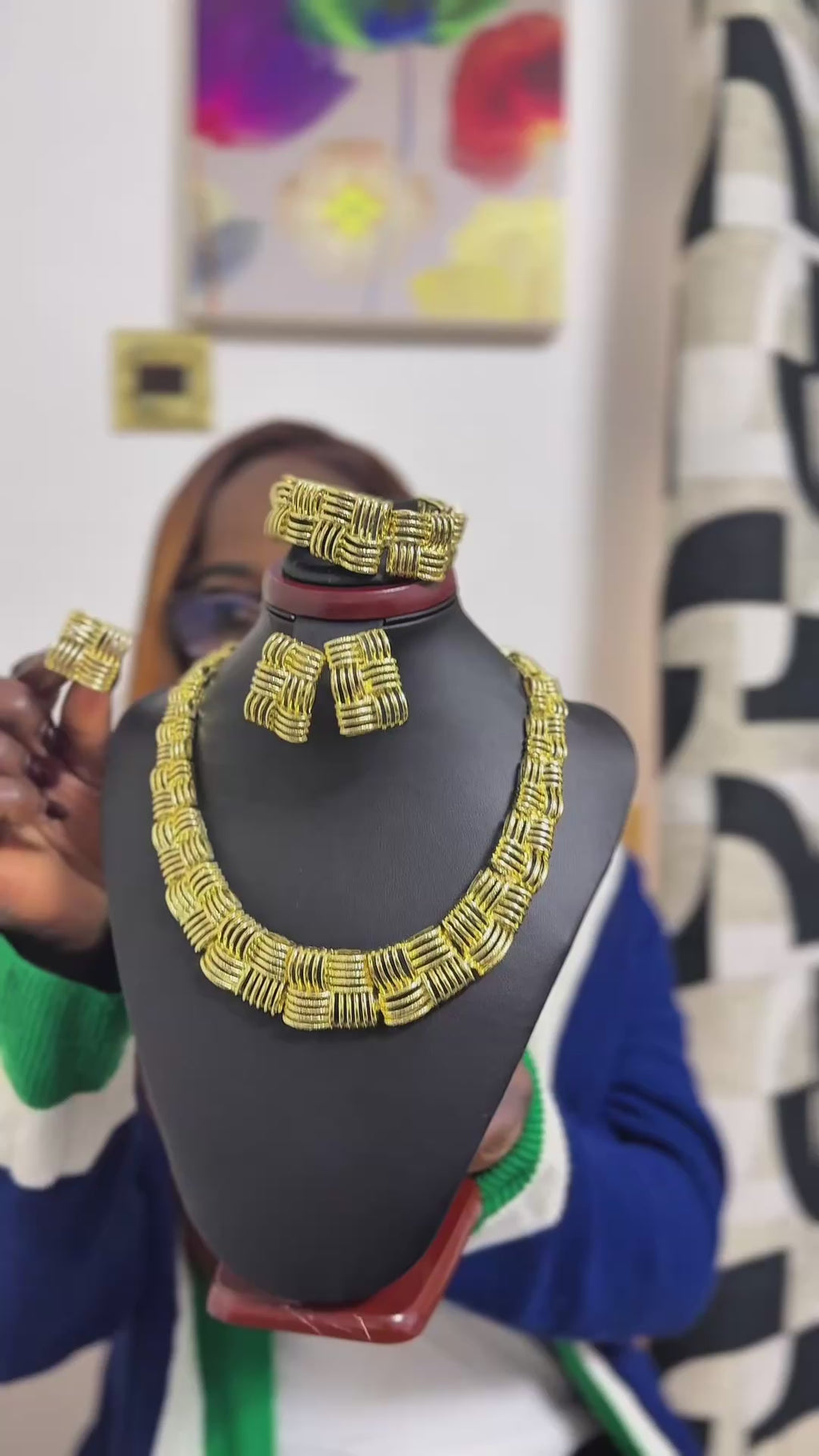 Abe 18K Gold-Plated Herringbone Set