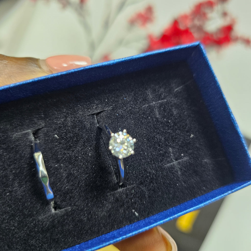 Adjustable Love Silver Wedding Ring Set1