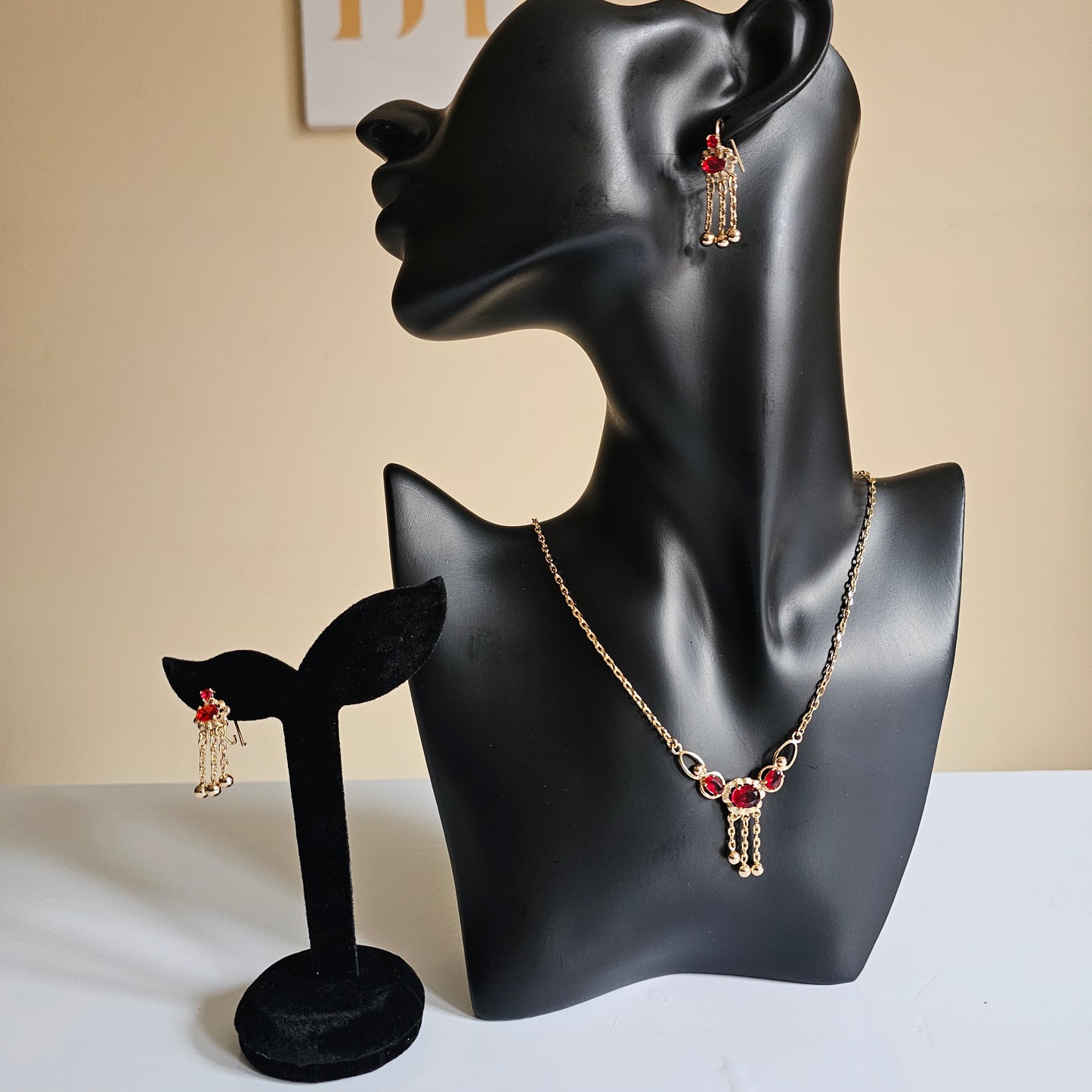 14k Gold Plated Red Set