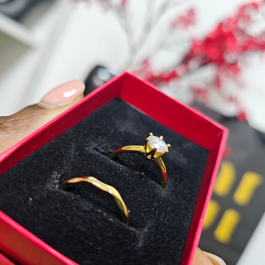 Adjustable Royal Romance Gold Plated Bride Wedding Rings1