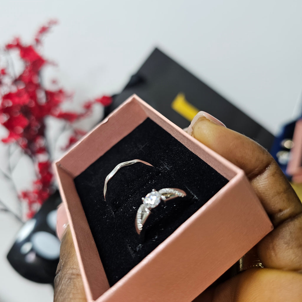 Adjustable Love Silver Wedding Ring Set2