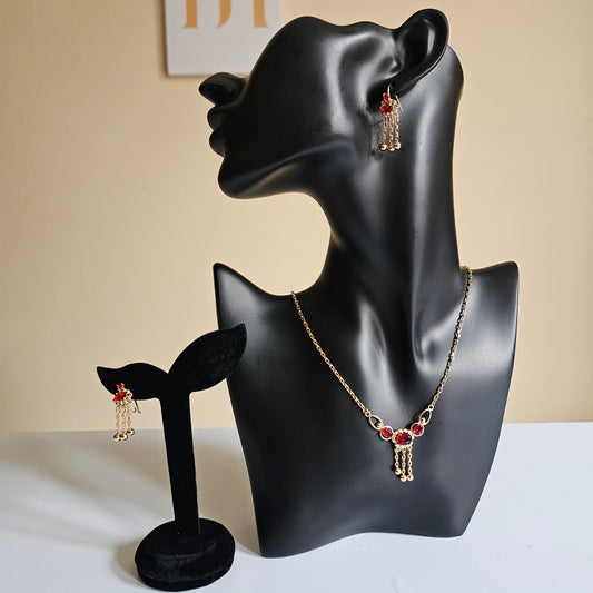 14k Gold Plated Red Set