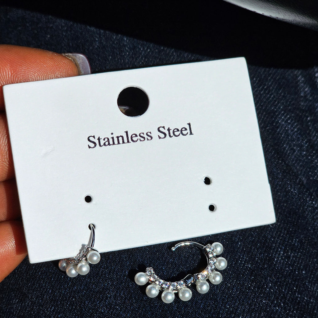 Round love Earrings –white beads