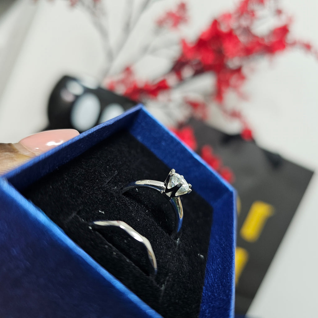 Adjustable Love Silver Wedding Ring Set1