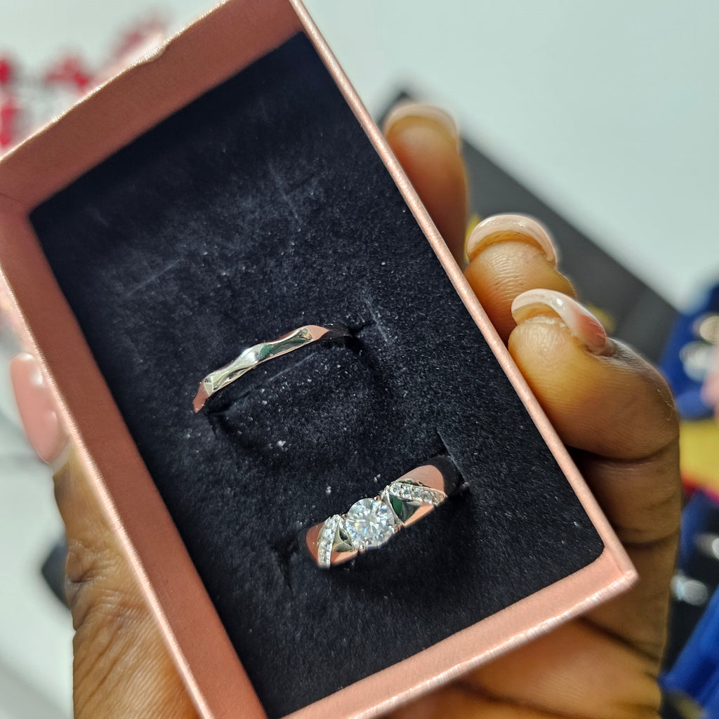 Adjustable Love Silver Wedding Ring Set2