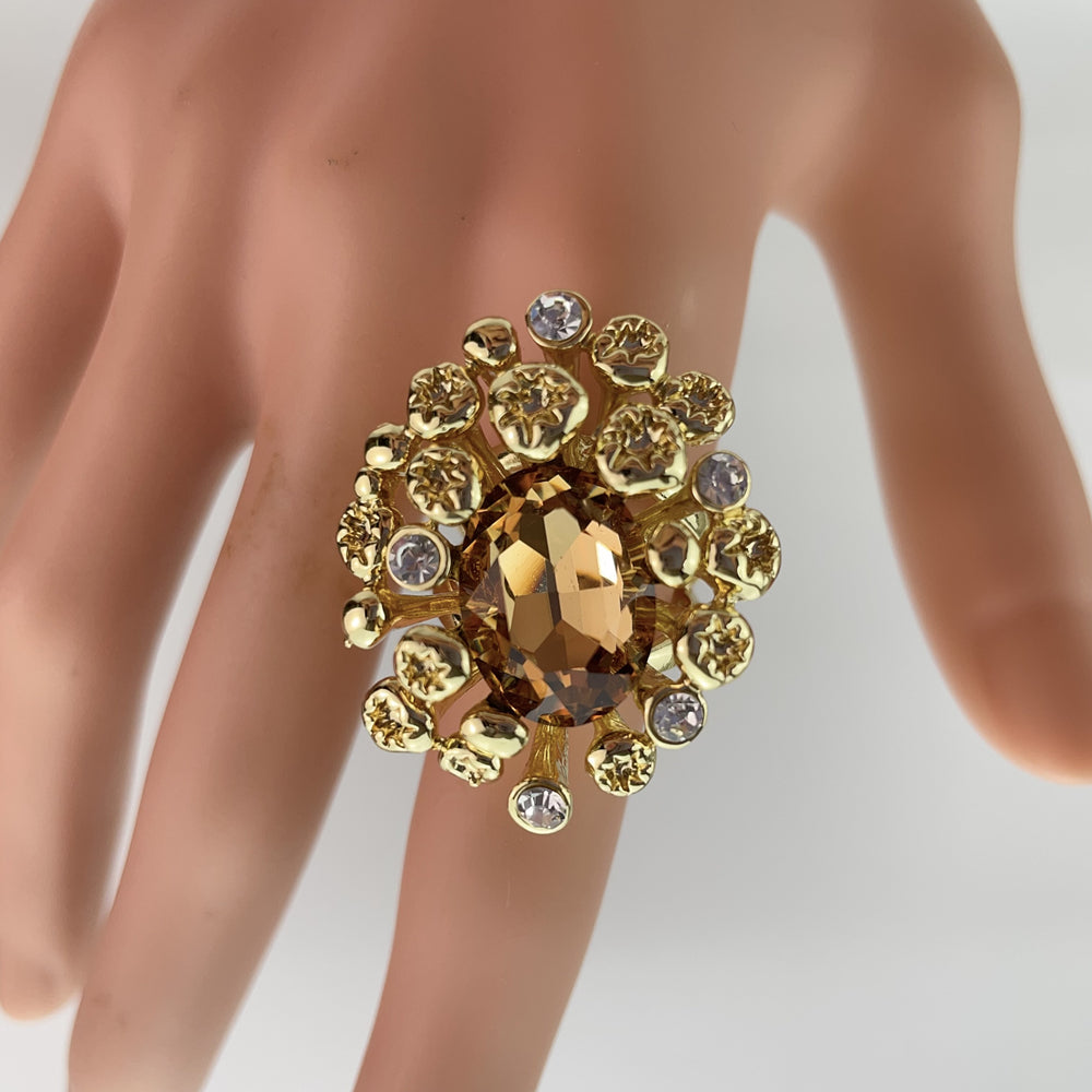 Gold Plated Adjustable Bar Ring – Modern Minimalist Style