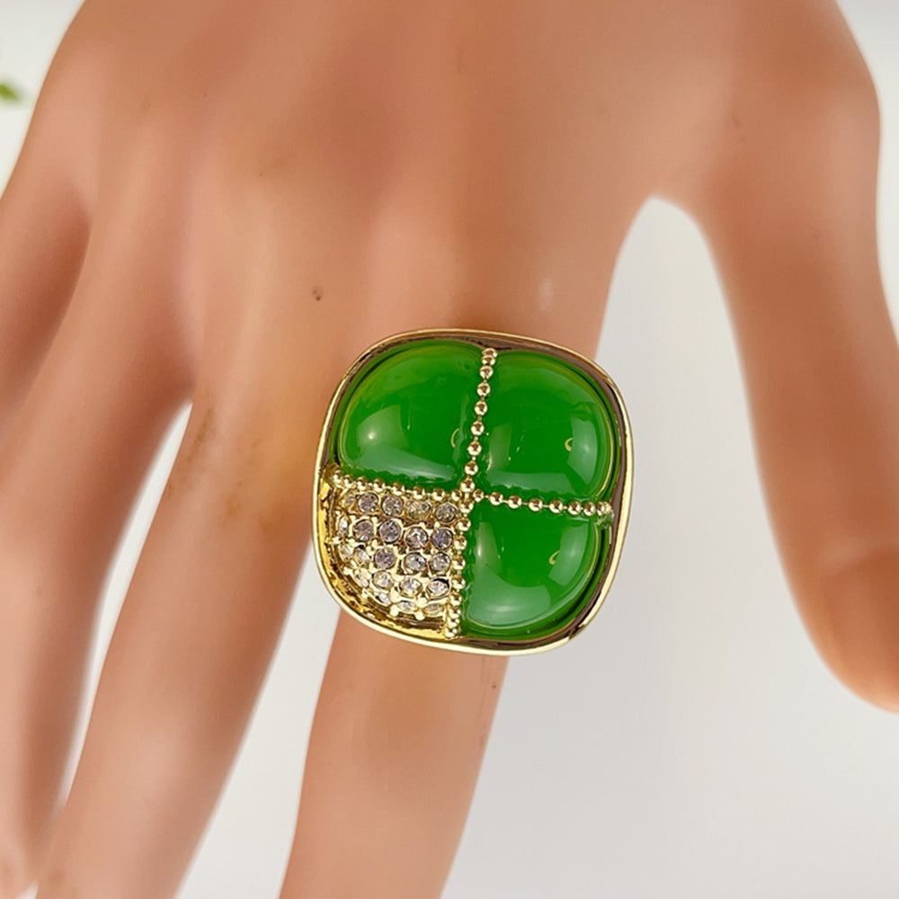 Adjustable Crystal Cluster Ring – Gold Plated Sparkle