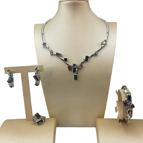 18K Gold Interlocked Pendant & Earrings Set