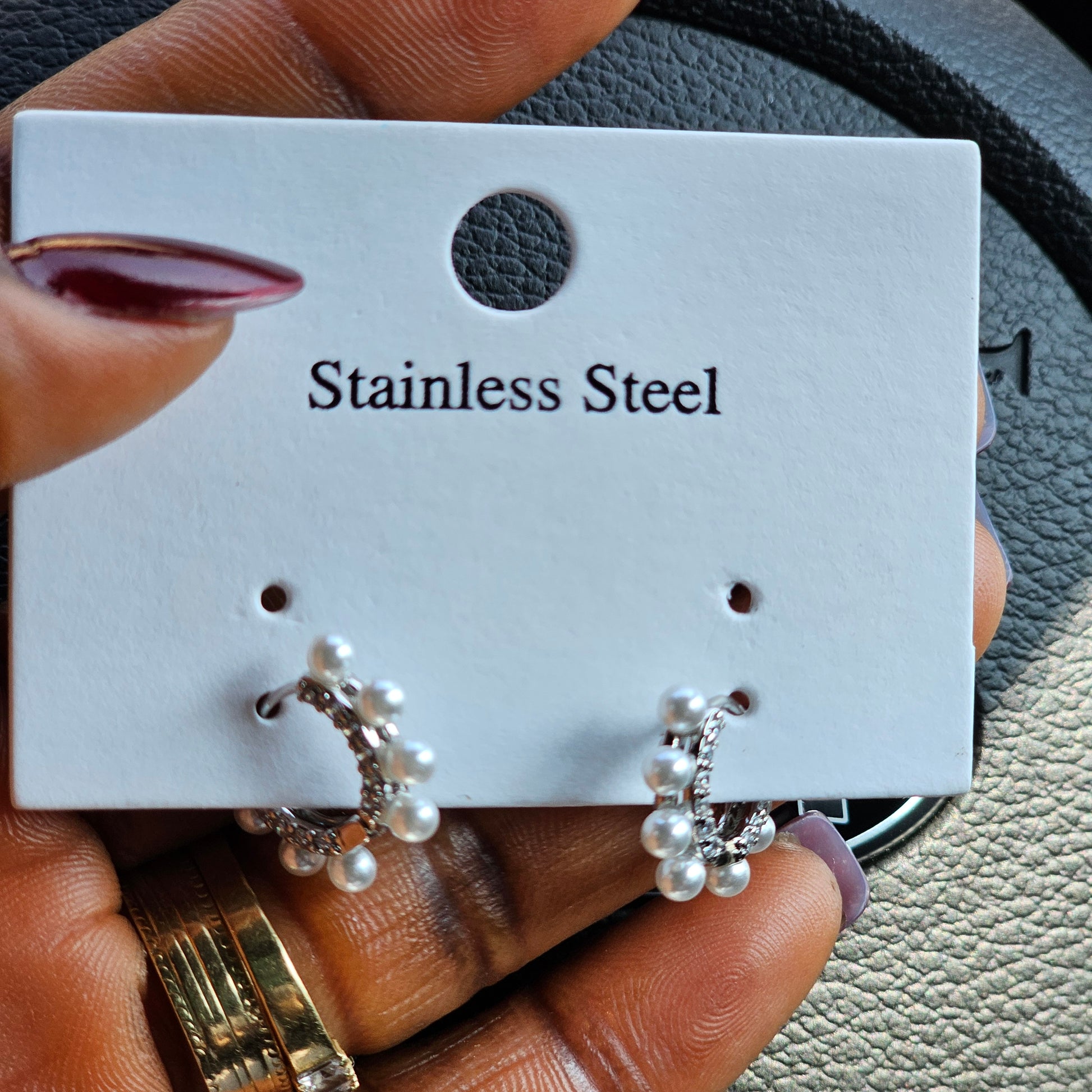 Round love Earrings –white beads
