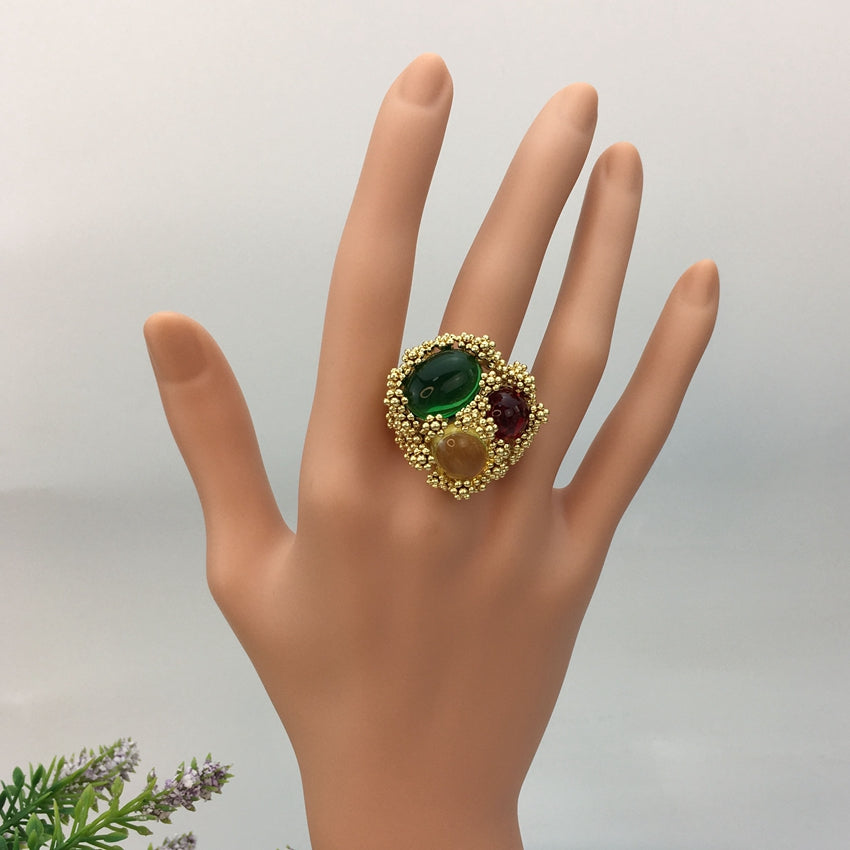 Adjustable Geometric Ring – Gold Plated Modern Design